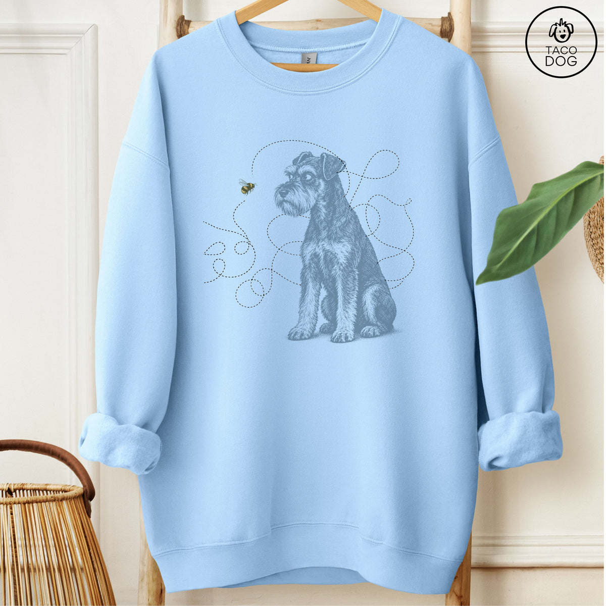 Schnauzer Bee Sweatshirt Light Blue Taco-Dog