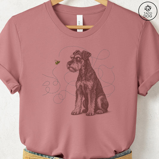 Schnauzer Bee T-Shirt Heather Mauve Taco-Dog