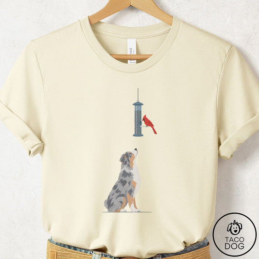 Australian Shepherd Birder T-Shirt Natural Taco-Dog