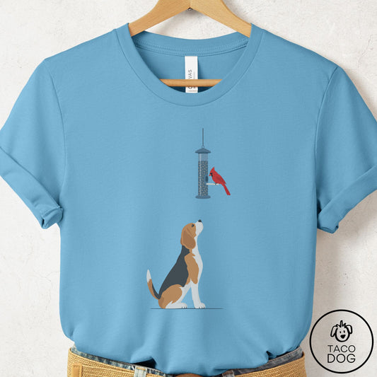 Beagle Birder T-Shirt Ocean Blue Taco-Dog