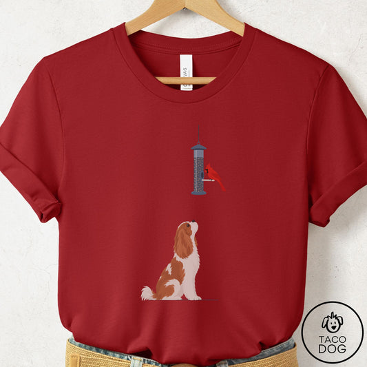 Cavalier King Charles Spaniel Birder T-Shirt Canvas Red Taco-Dog