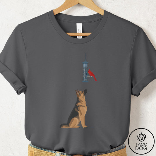 German Shepherd Birder T-Shirt Asphalt Taco-Dog