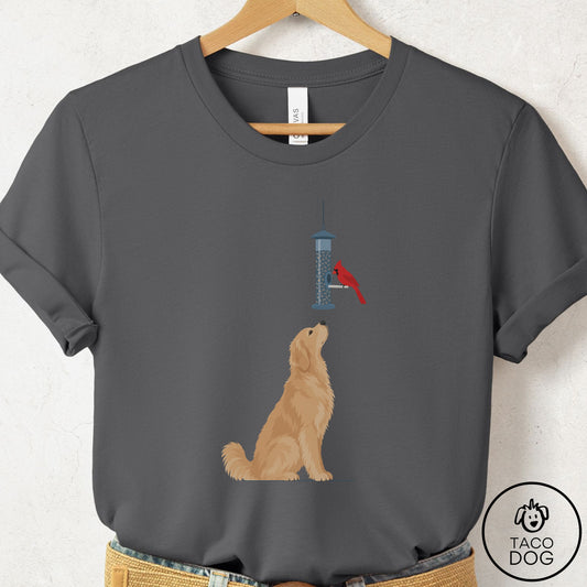 Golden Retriever Birder T-Shirt Asphalt Taco-Dog