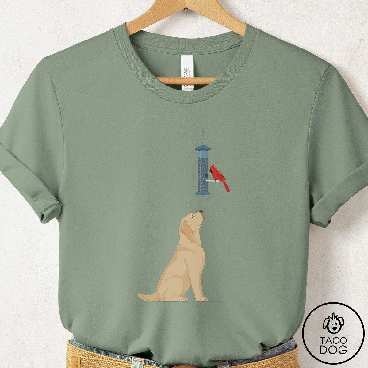 Labrador Retriever Birder T-Shirt Sage Taco-Dog