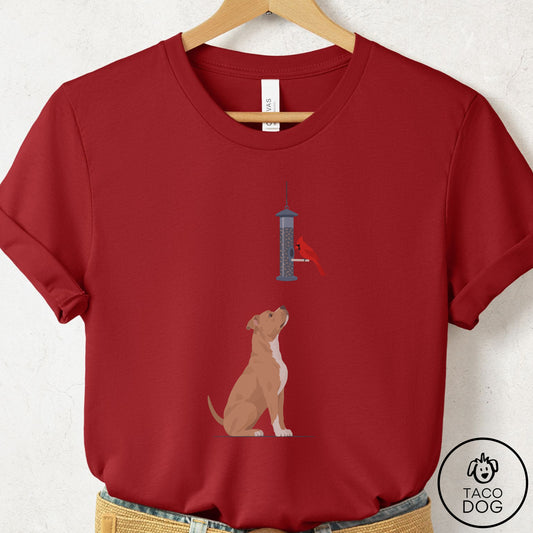 Pitbull Birder T-Shirt Canvas Red Taco-Dog