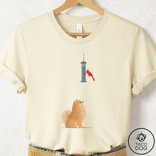 Pomeranian Birder T-Shirt Natural Taco-Dog