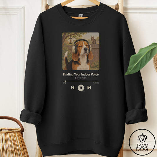 Beagle Book on Tape Sweatshirt Black Taco-Dog