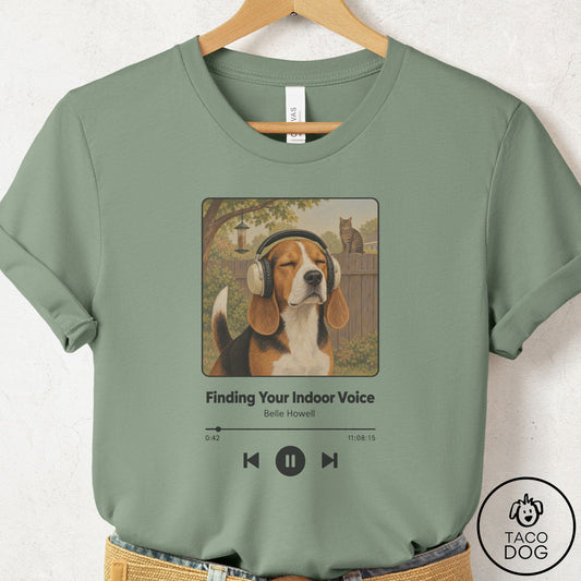 Beagle Book on Tape T-Shirt Sage Taco-Dog