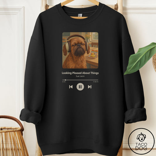 Brussels Griffon Book on Tape Sweatshirt Black Taco-Dog