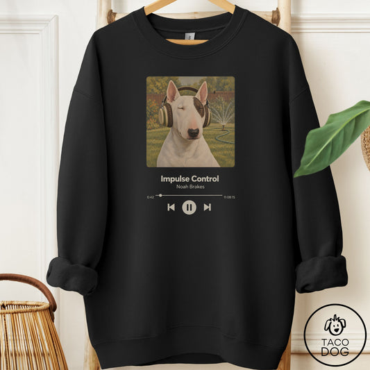 Bull Terrier Book on Tape Sweatshirt Black Taco-Dog