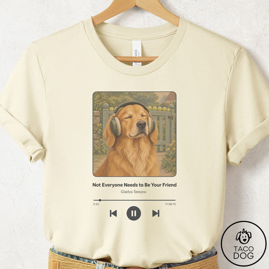 Golden Retriever Book on Tape T-Shirt Natural Taco-Dog