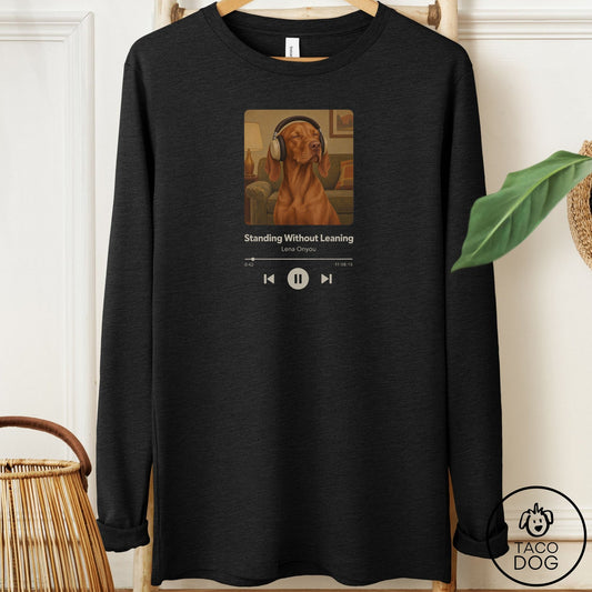 Vizsla Book on Tape Long Sleeve Tee Black Heather Taco-Dog