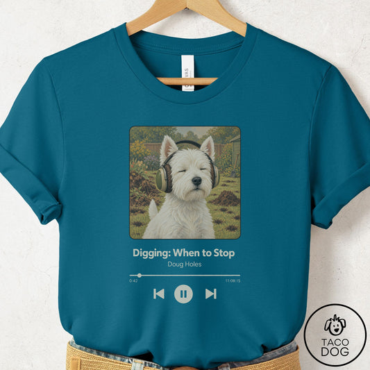 Westie Book on Tape T-Shirt Deep Teal Taco-Dog