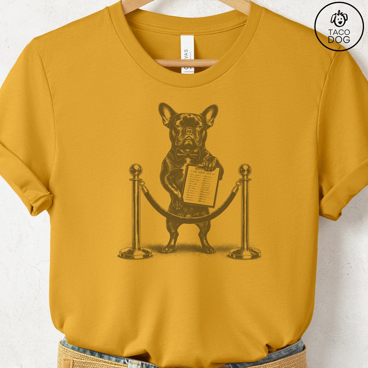 French Bulldog Frenchie Bouncer T-Shirt Mustard Taco-Dog