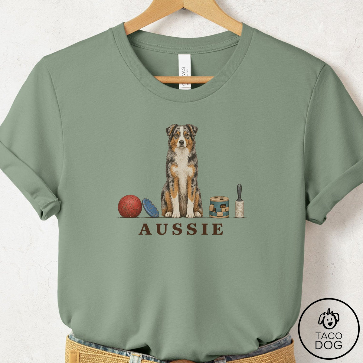 Australian Shepherd Breed Kit T-Shirt Sage Taco-Dog
