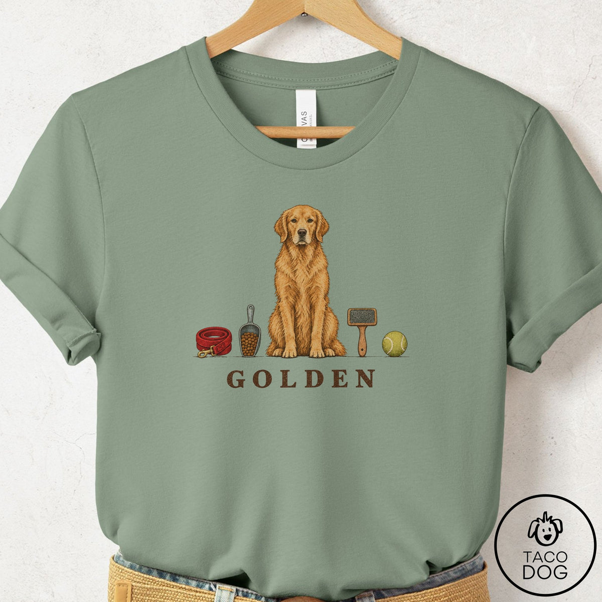 Golden Retriever Breed Kit T-Shirt Sage Taco-Dog