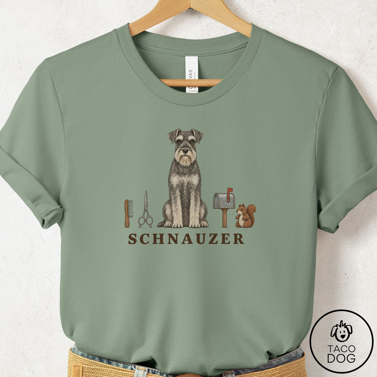 Schnauzer Breed Kit T-Shirt Sage Taco-Dog