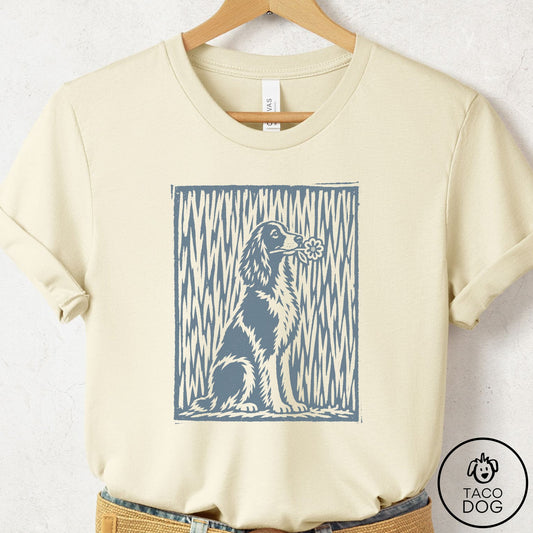 Springer Spaniel Brings the Flower T-Shirt Natural Taco-Dog