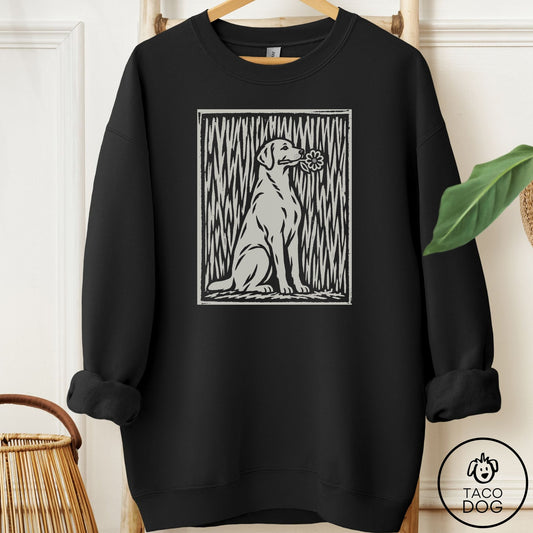 Labrador Retriever Brings the Flower Sweatshirt Black Taco-Dog