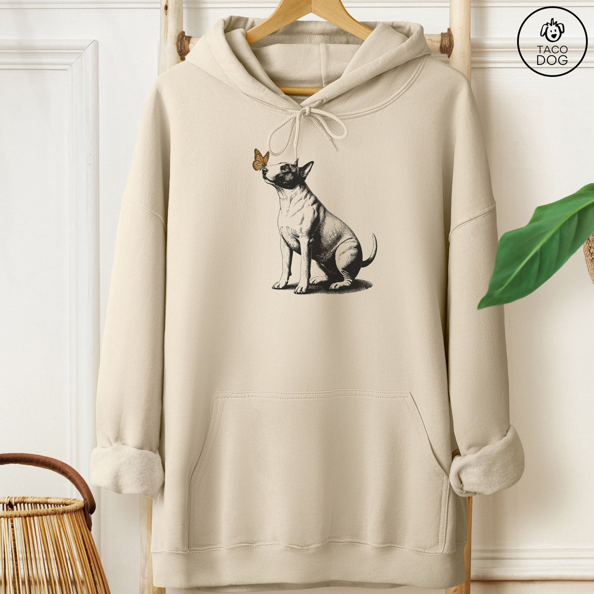 Bull Terrier Butterfly Hoodie Sand Taco-Dog
