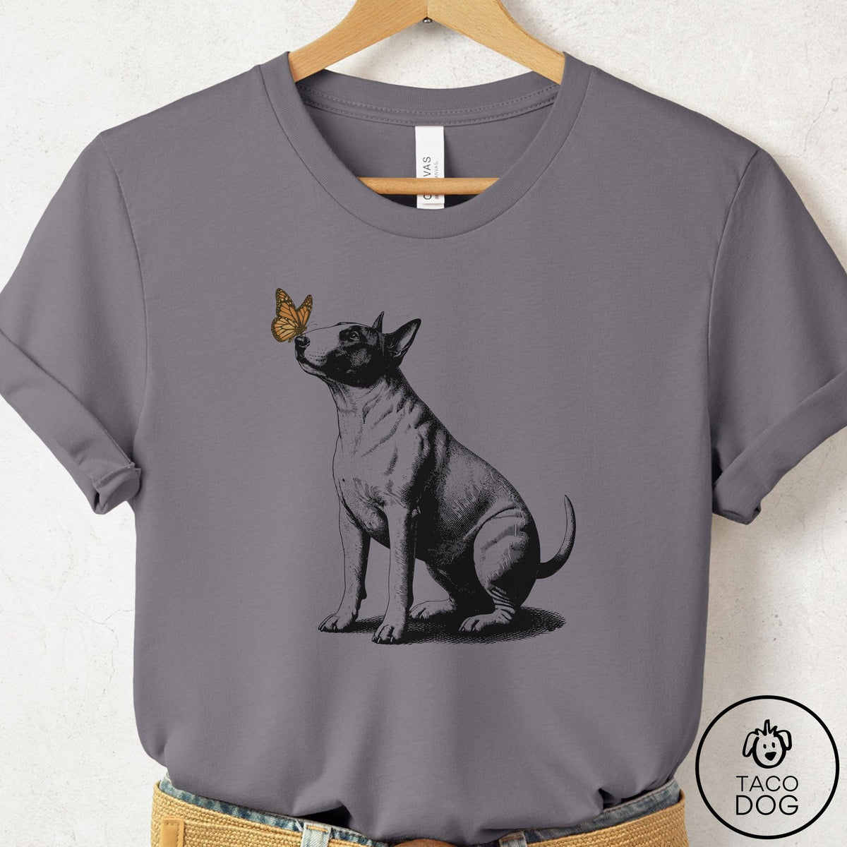Bull Terrier Butterfly T-Shirt Storm Taco-Dog