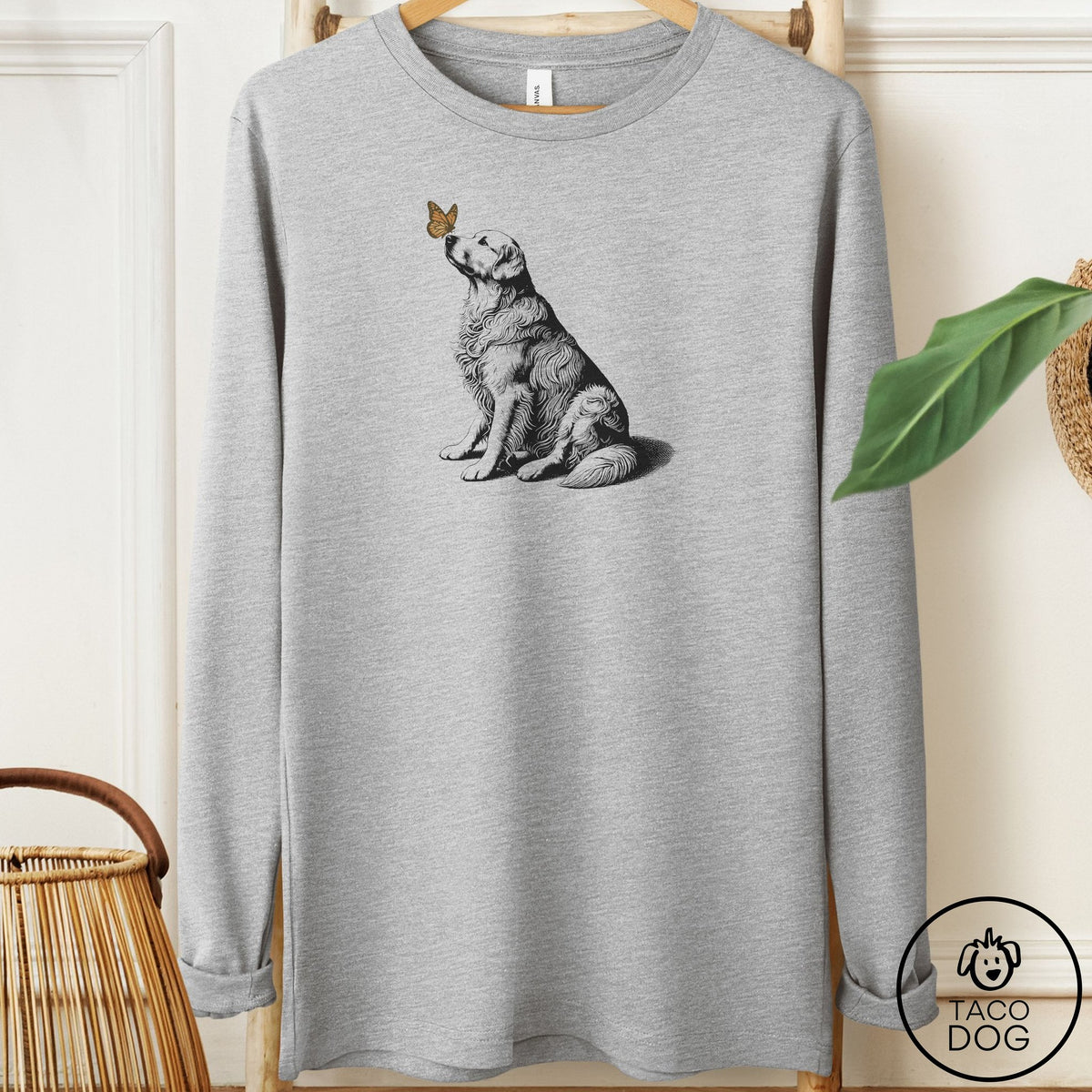 Golden Retriever Butterfly Long Sleeve Tee