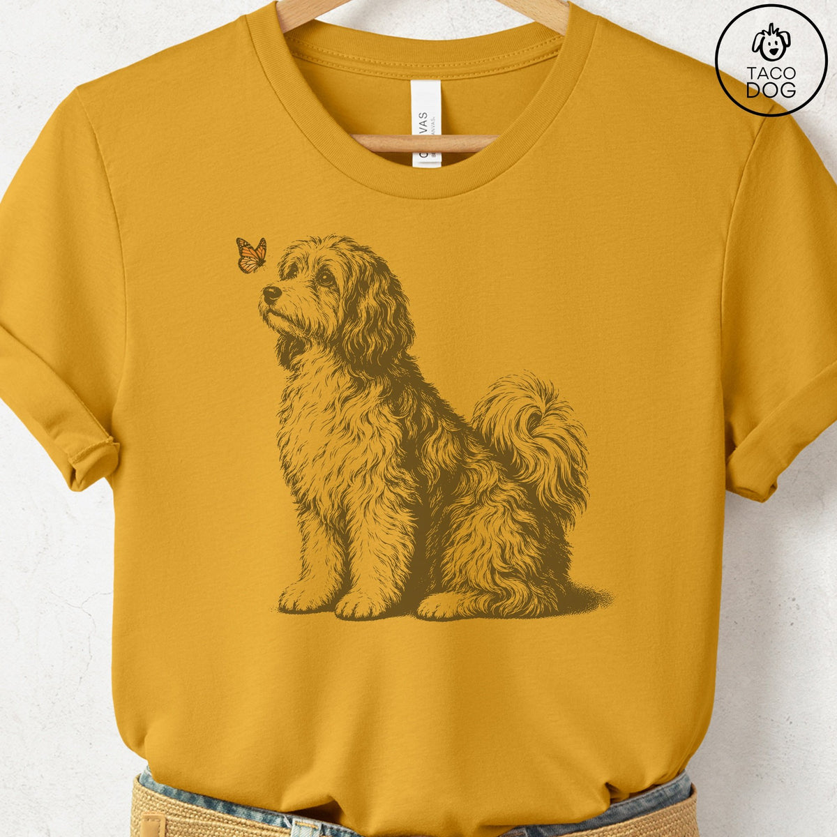 Havanese Butterfly T-Shirt Mustard Taco-Dog