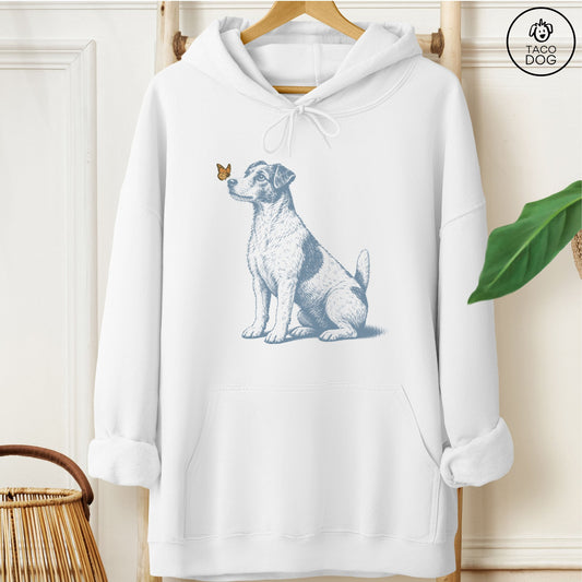 Jack Russell Butterfly Hoodie White Taco-Dog