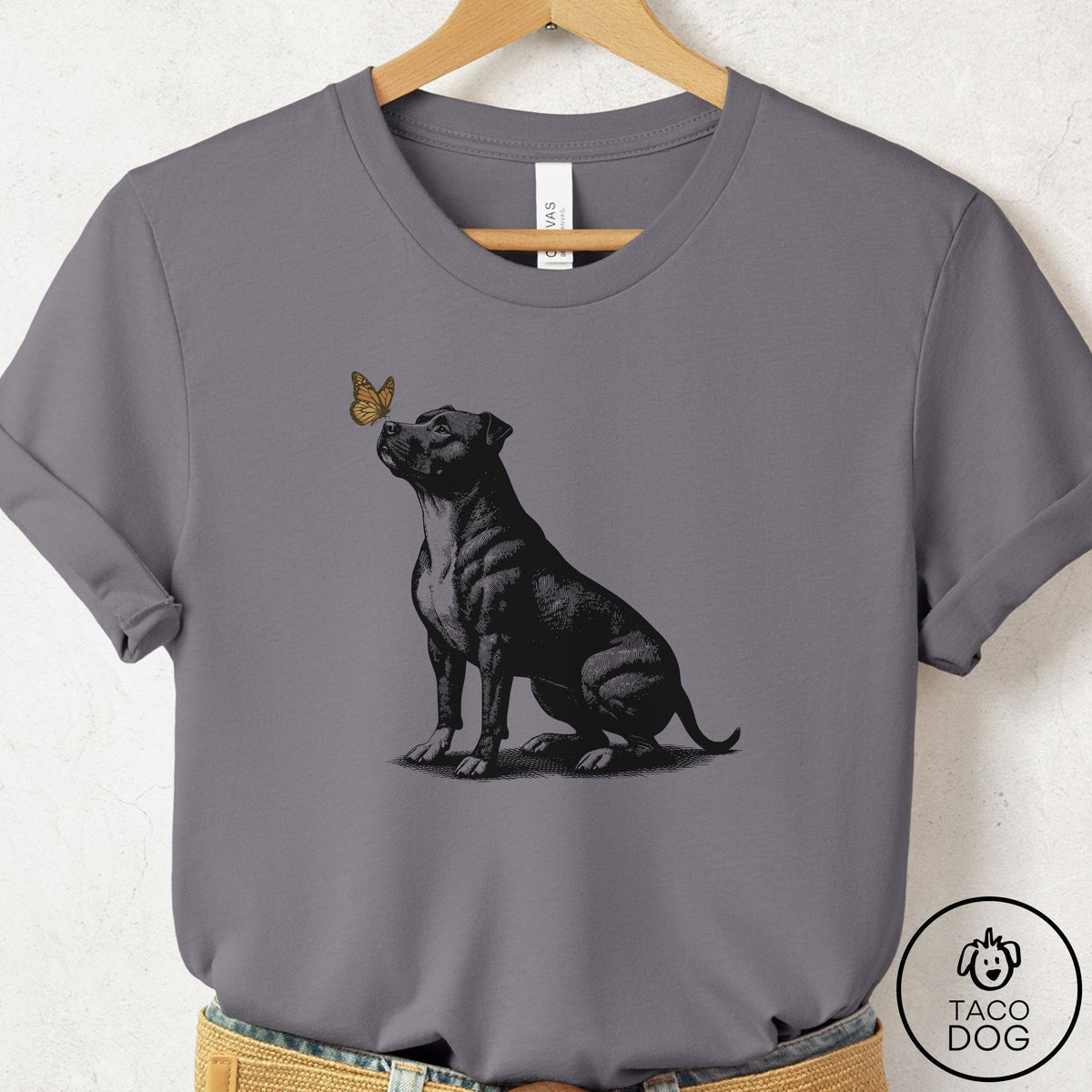 Pitbull Butterfly T-Shirt Storm Taco-Dog