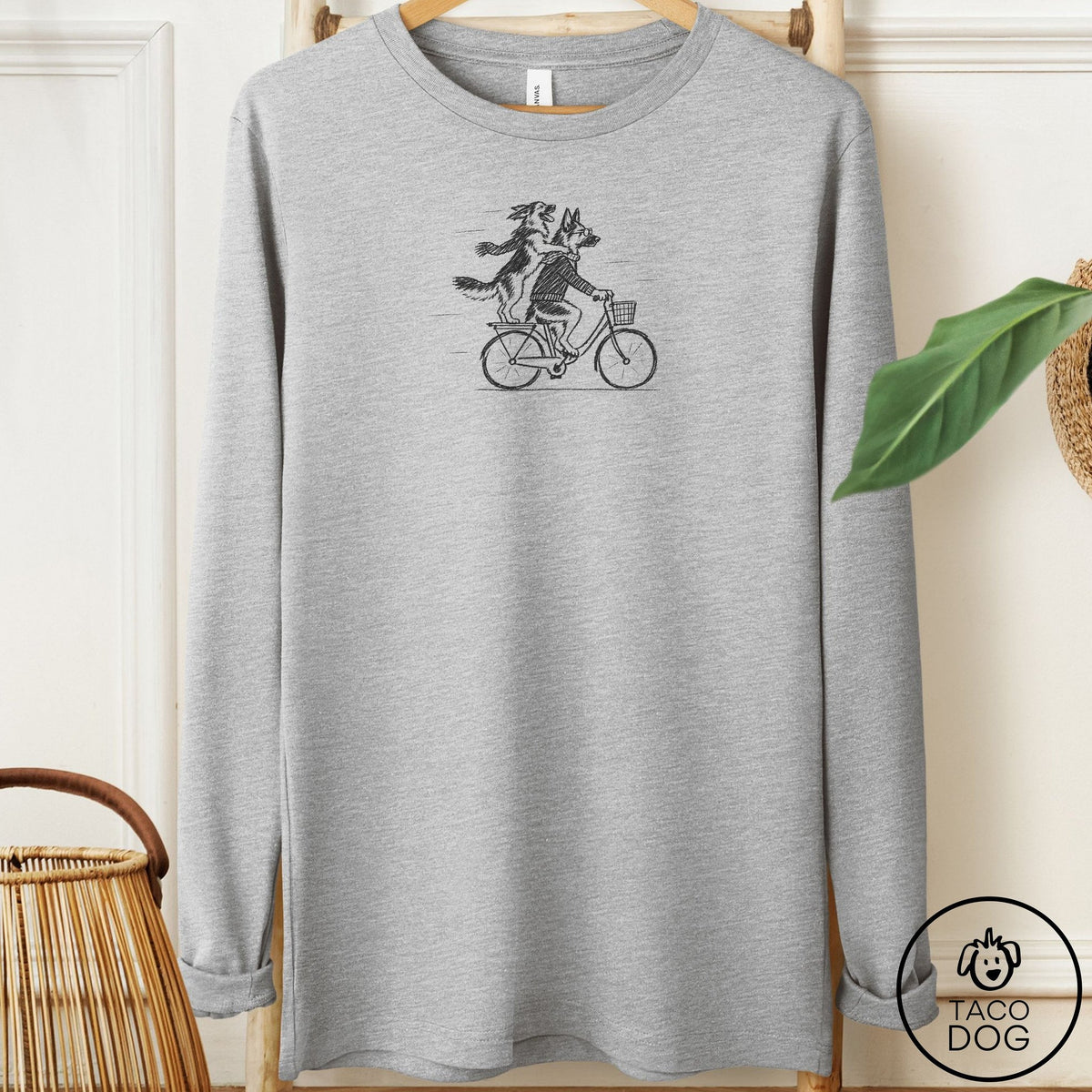 German Shepherd Carpool Long Sleeve Tee Athletic Heather Taco-Dog
