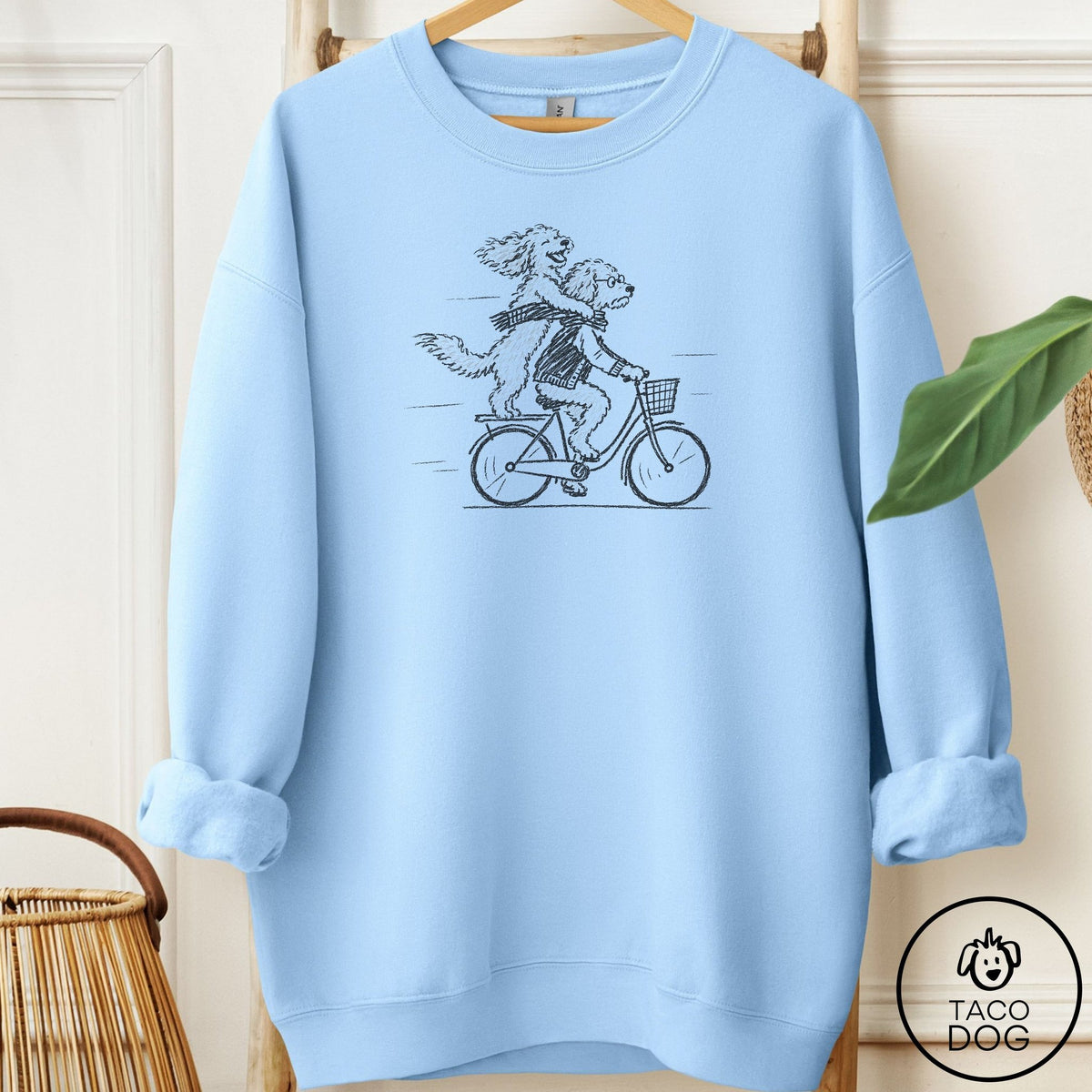 Doodle Carpool Sweatshirt Light Blue Taco-Dog