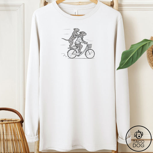 Pitbull Carpool Long Sleeve Tee White Taco-Dog