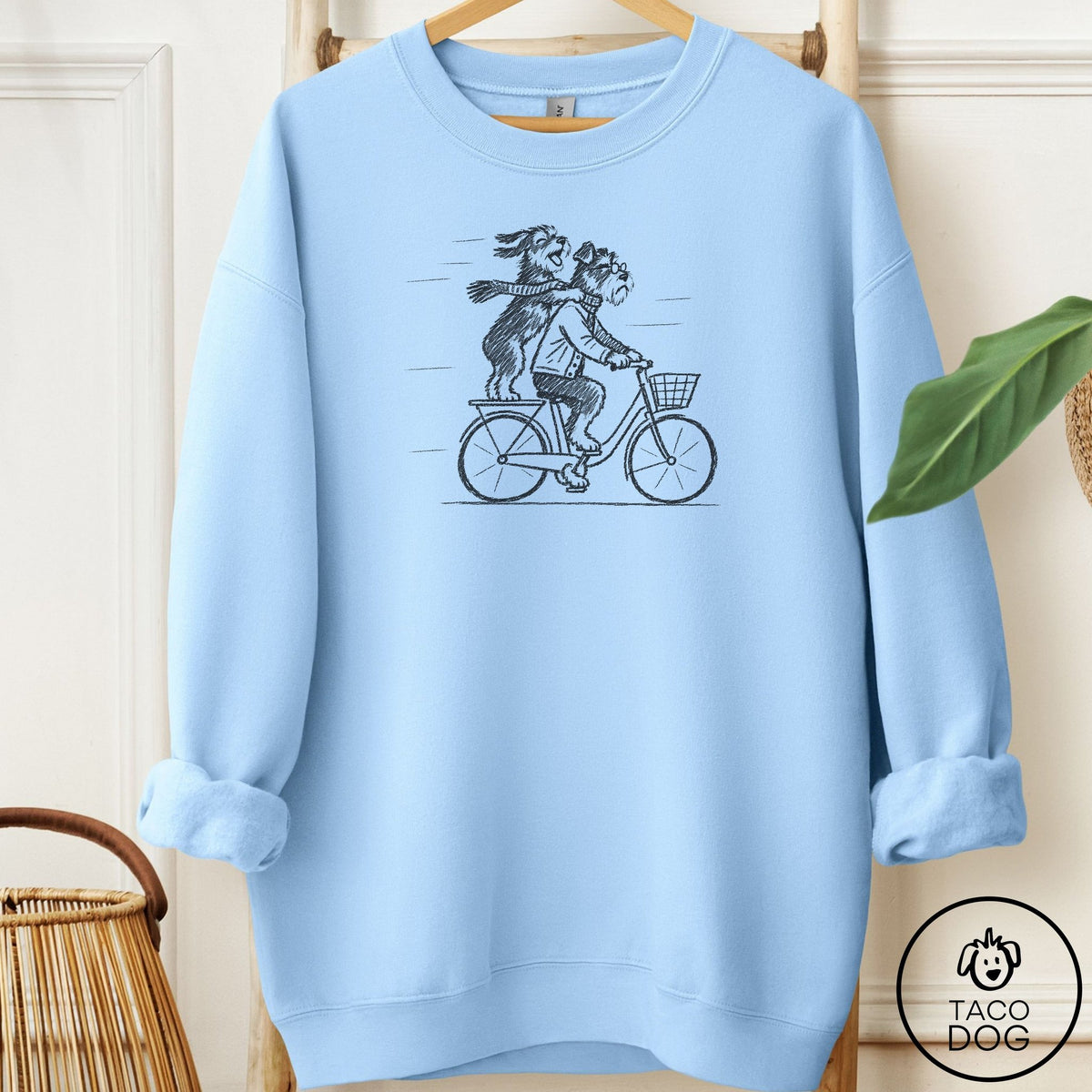 Schnauzer Carpool Sweatshirt Light Blue Taco-Dog