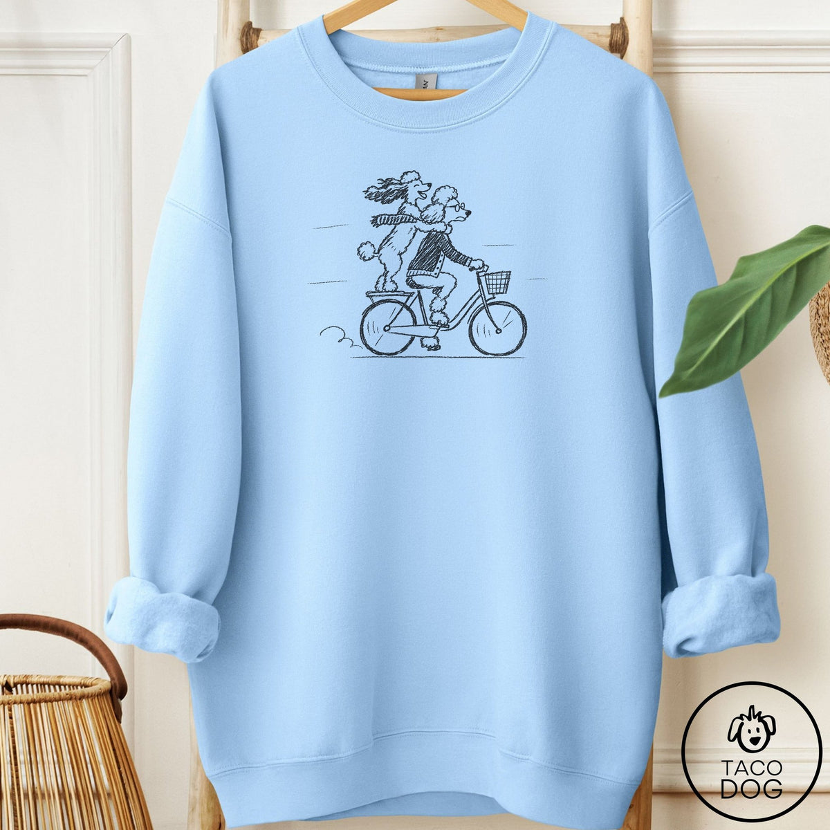 Poodle Carpool Sweatshirt Light Blue Taco-Dog