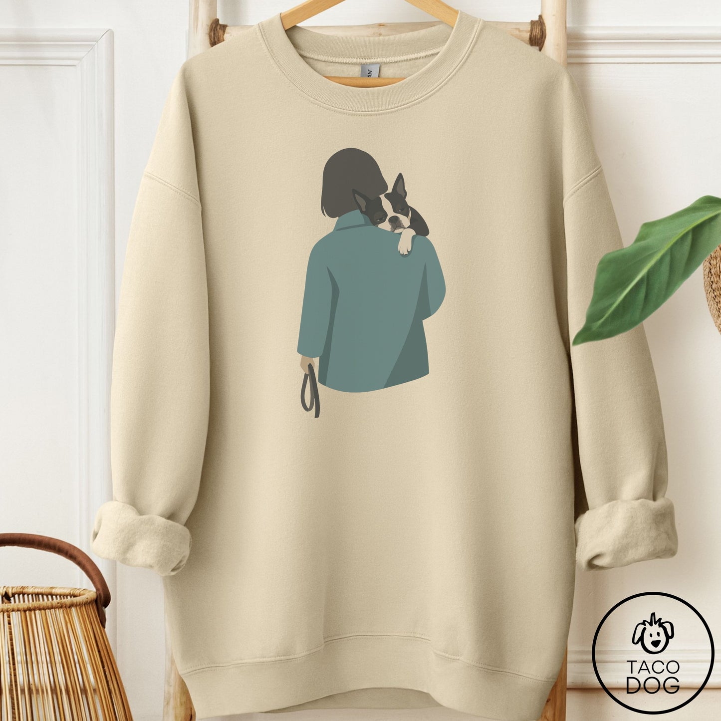 Boston Terrier Carry Sweatshirt Sand Taco-Dog