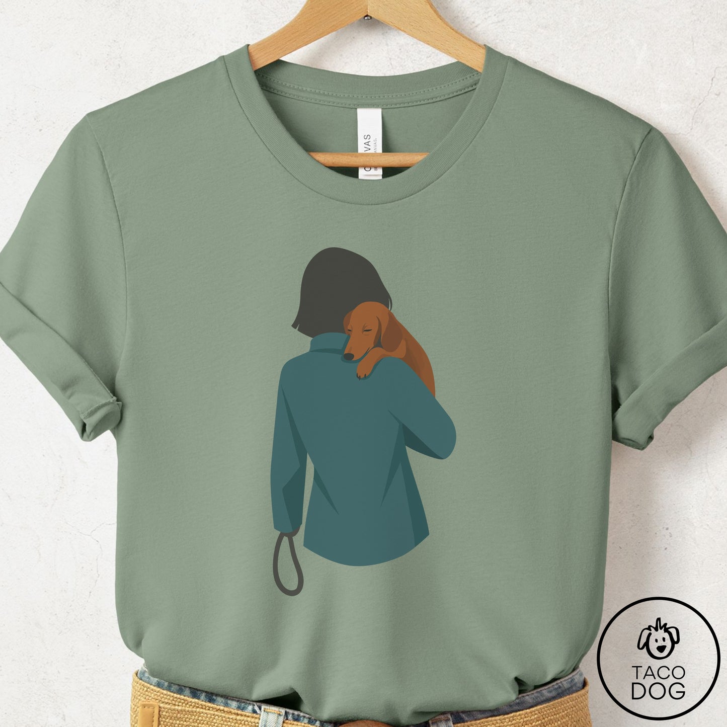 Dachshund Carry T-Shirt Sage Taco-Dog