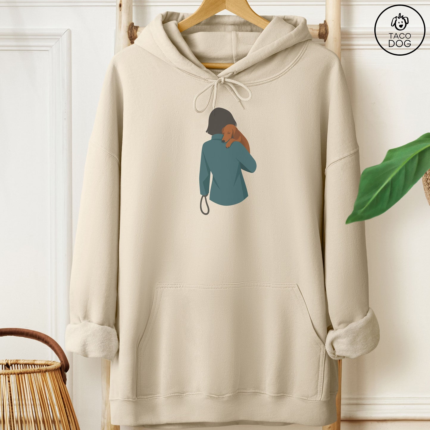 Dachshund Carry Hoodie Sand Taco-Dog