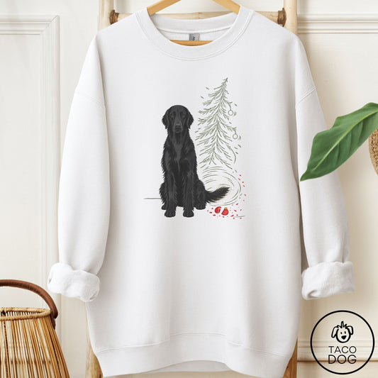 Flat-Coated Retriever Christmas Joy Sweatshirt White Taco-Dog