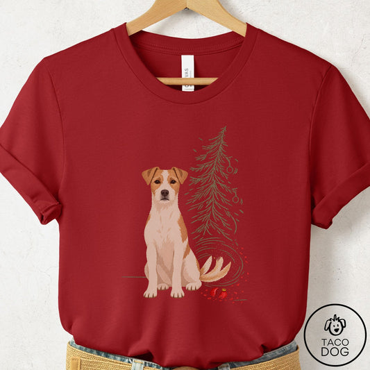 Jack Russell Christmas Joy T-Shirt Canvas Red Taco-Dog