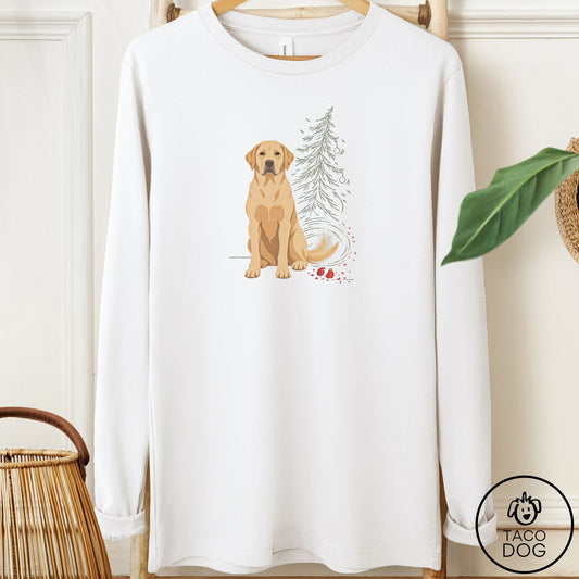 Labrador Retriever Christmas Joy Long Sleeve Tee White Taco-Dog