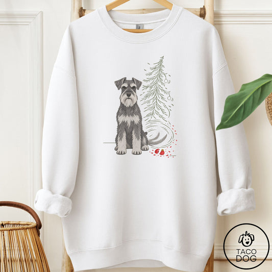 Schnauzer Christmas Joy Sweatshirt White Taco-Dog