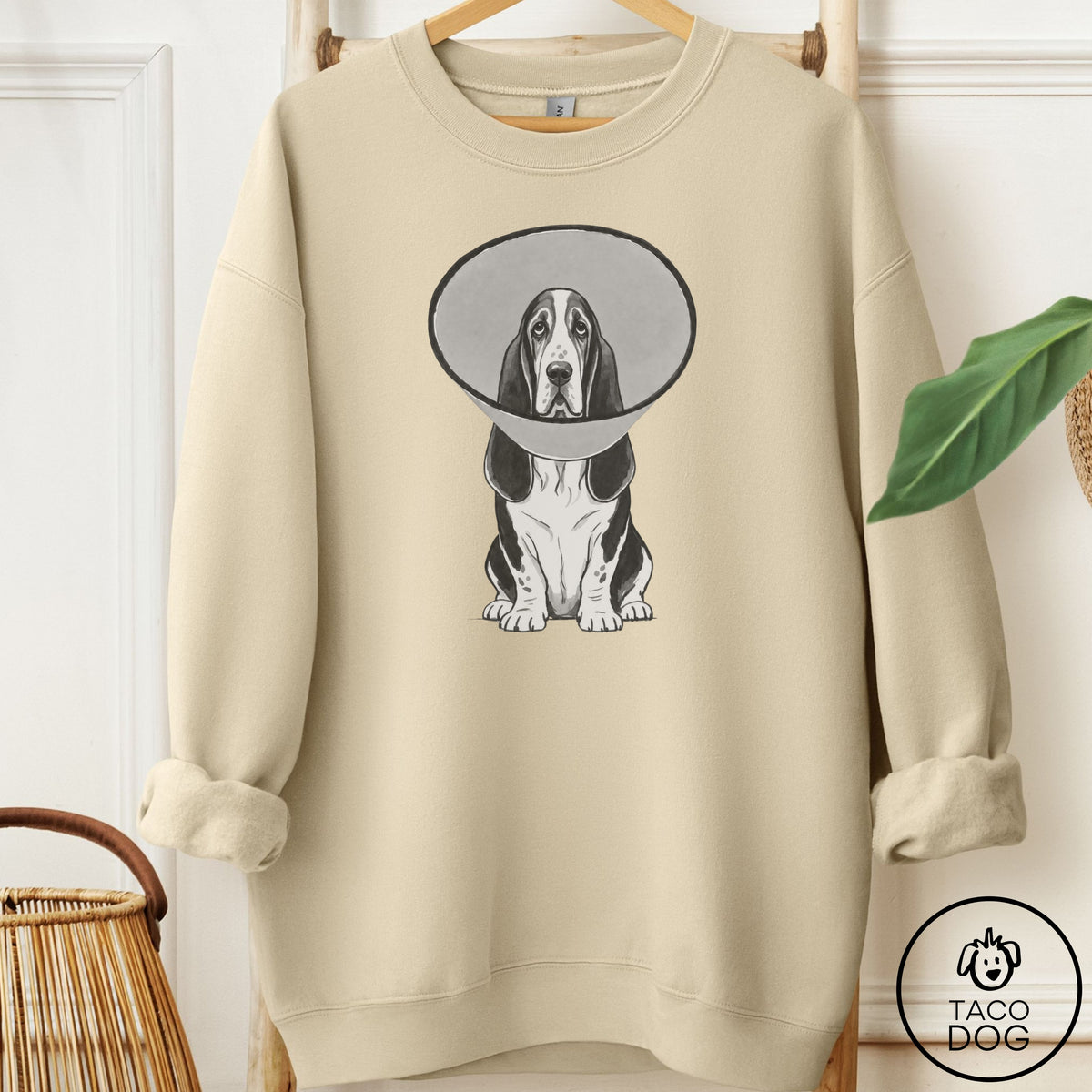Basset Hound Cone Sweatshirt Sand Taco-Dog