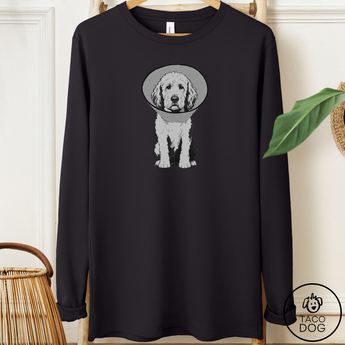 Doodle Cone Long Sleeve Tee Black Taco-Dog