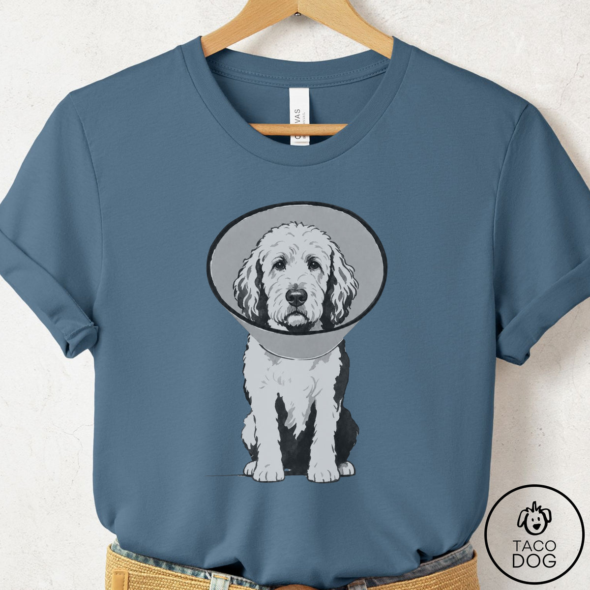 Doodle Cone T-Shirt Steel Blue Taco-Dog