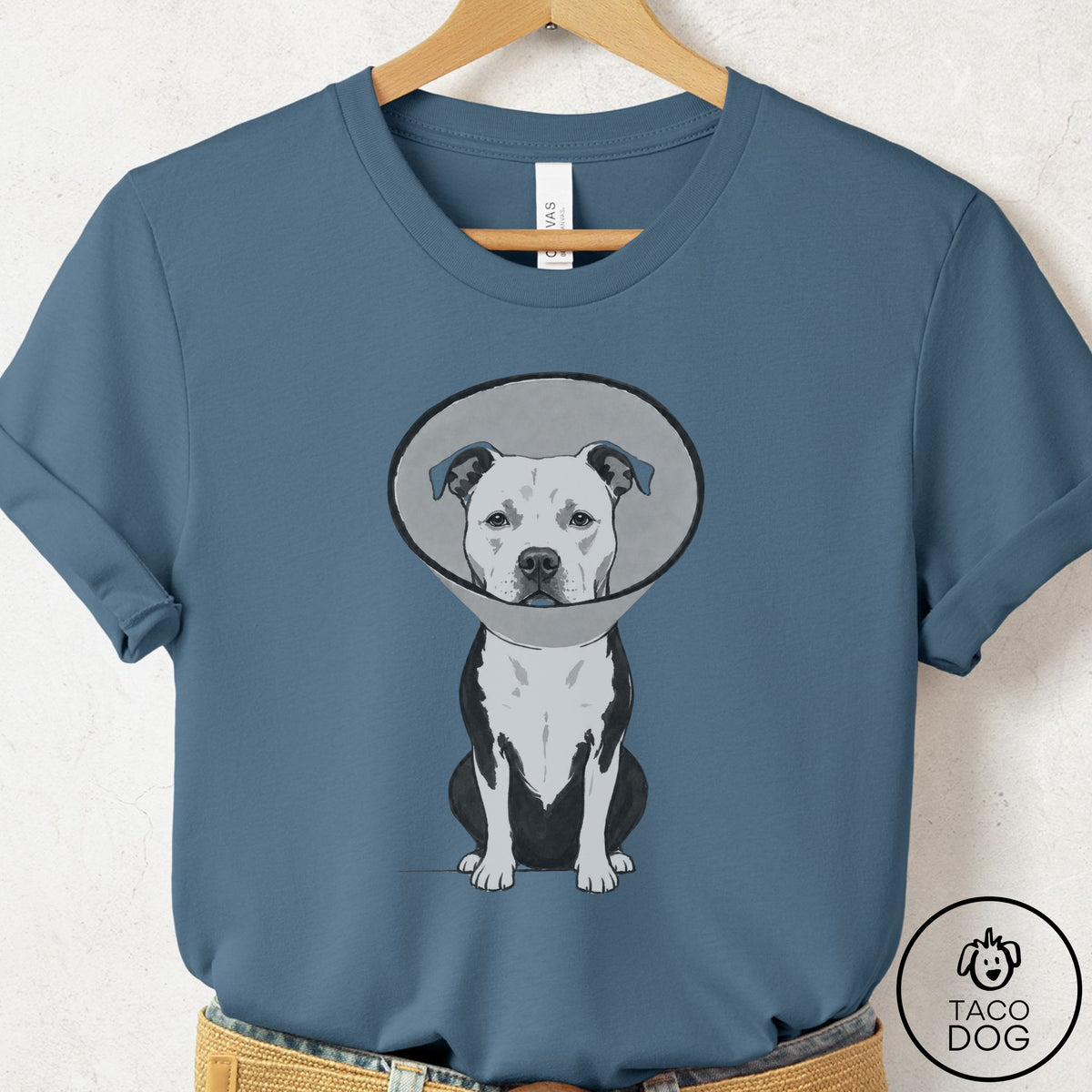 Pitbull Cone T-Shirt Steel Blue Taco-Dog