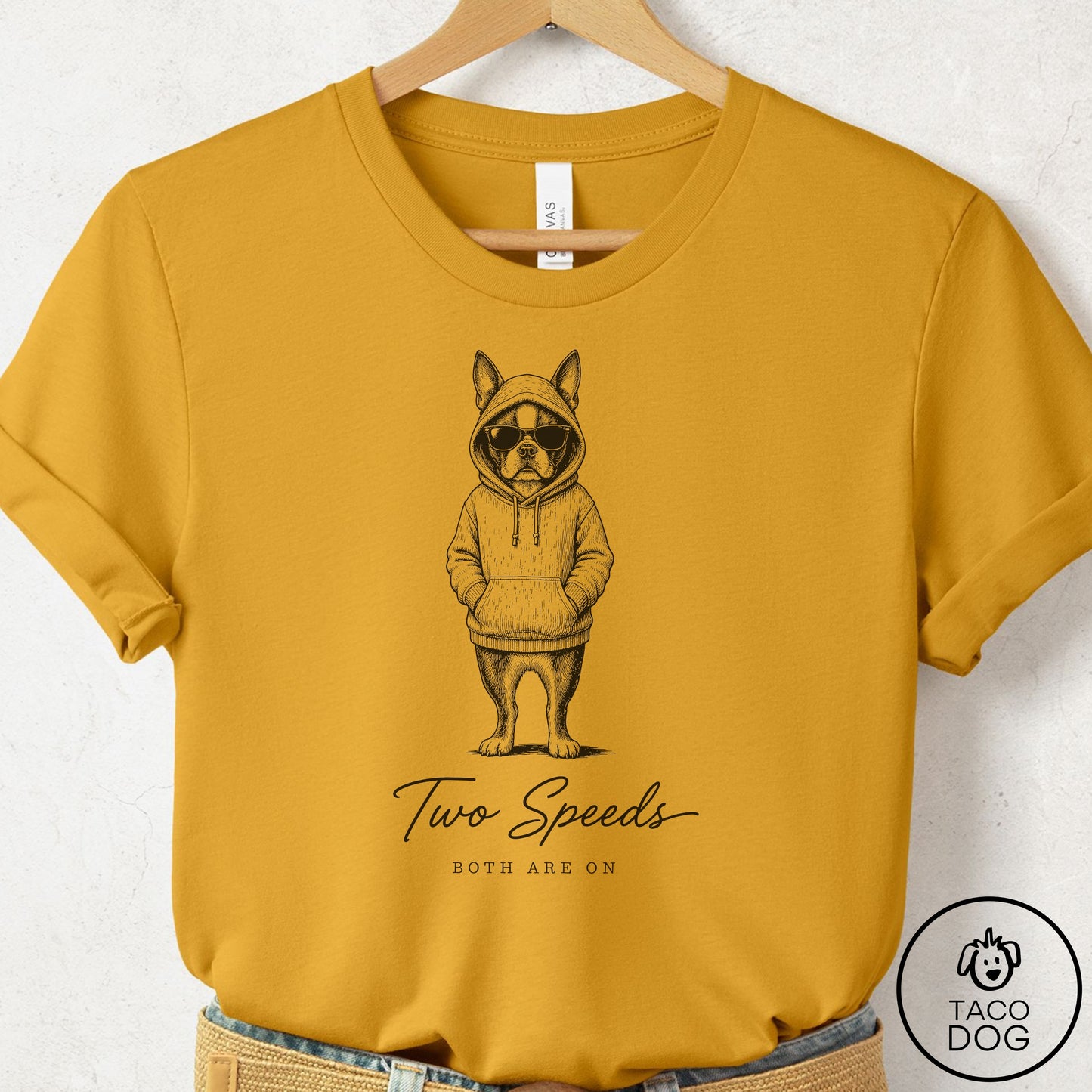 Boston Terrier Cool T-Shirt Mustard Taco-Dog