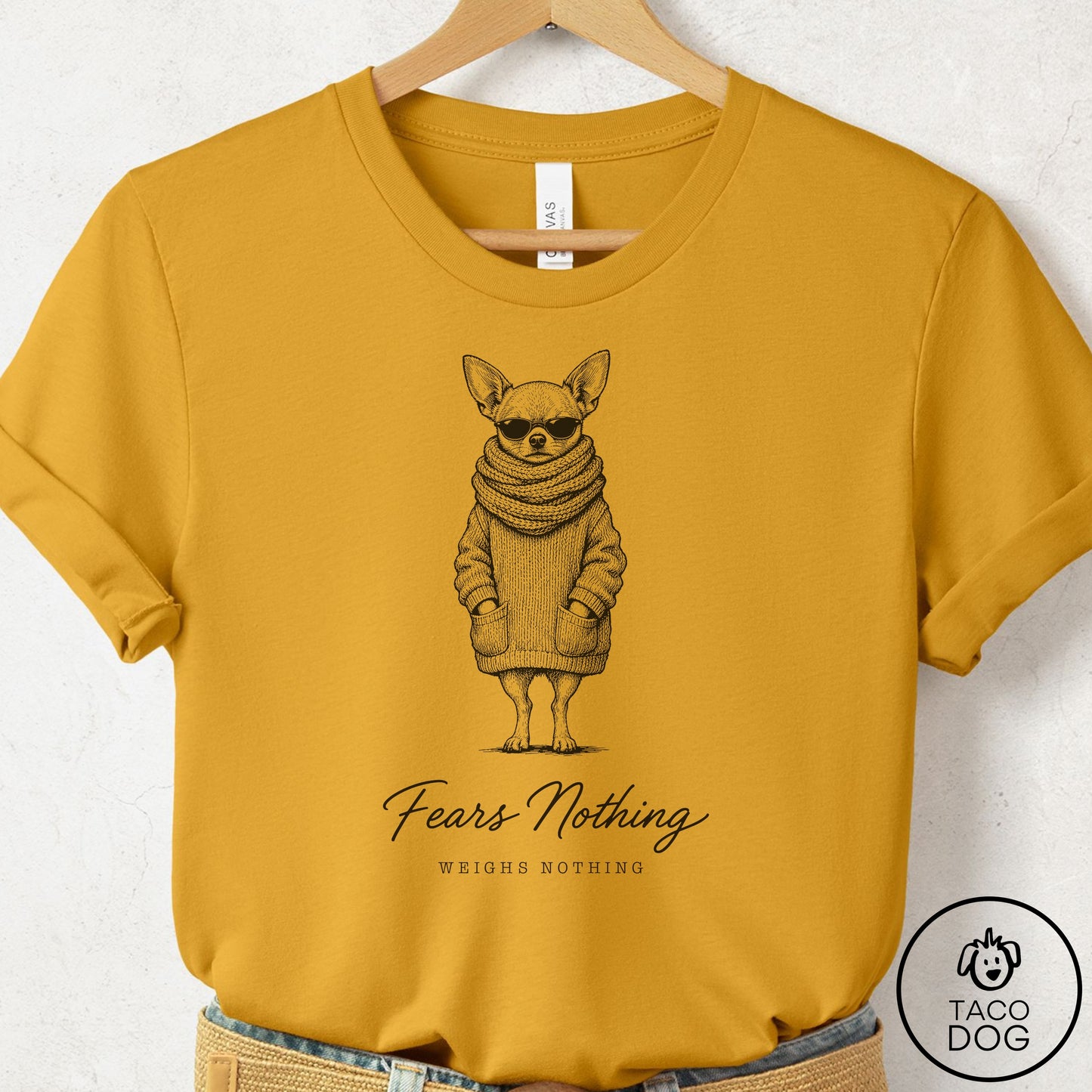 Chihuahua Cool T-Shirt Mustard Taco-Dog