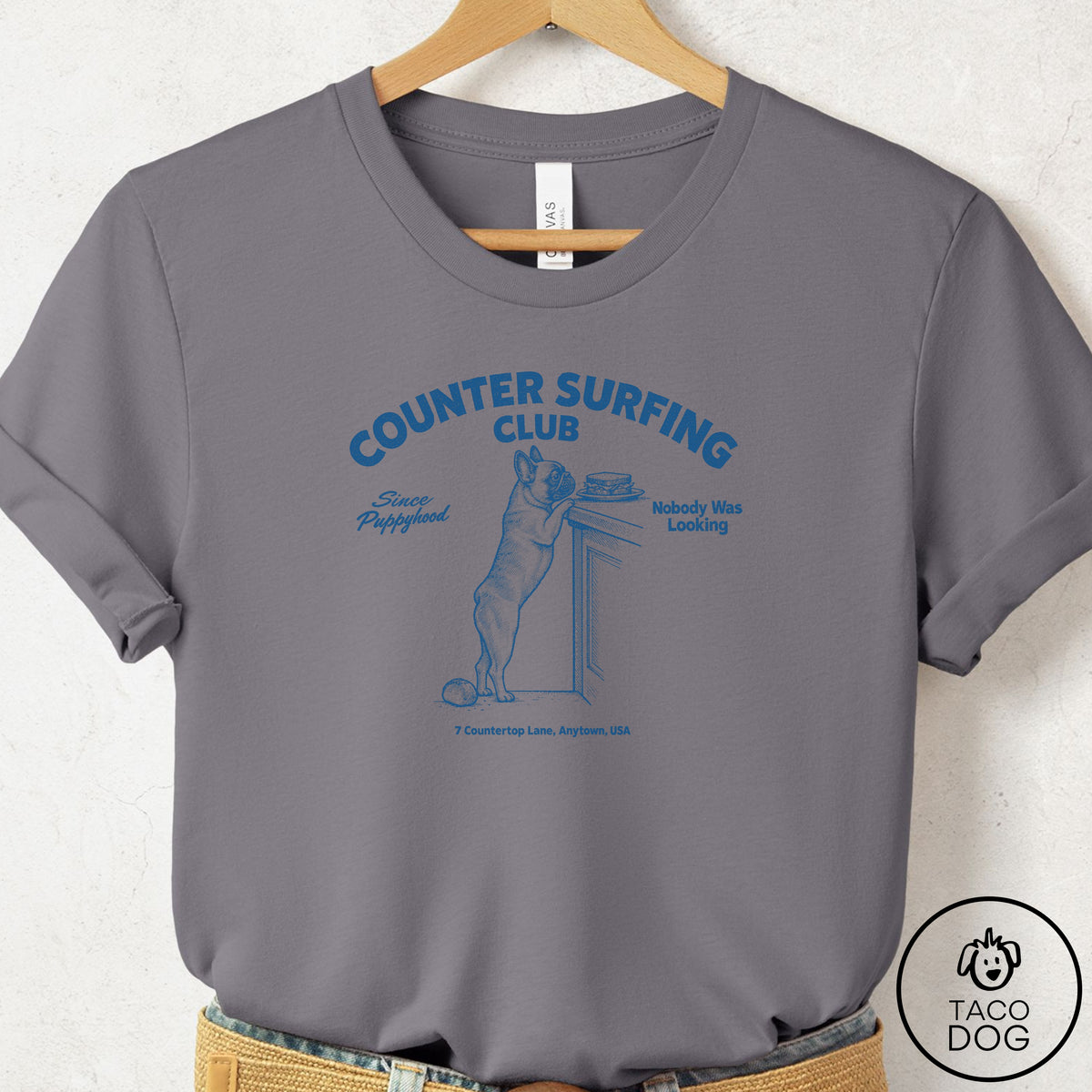 French Bulldog Frenchie Counter Surfing Club T-Shirt Storm S Taco-Dog