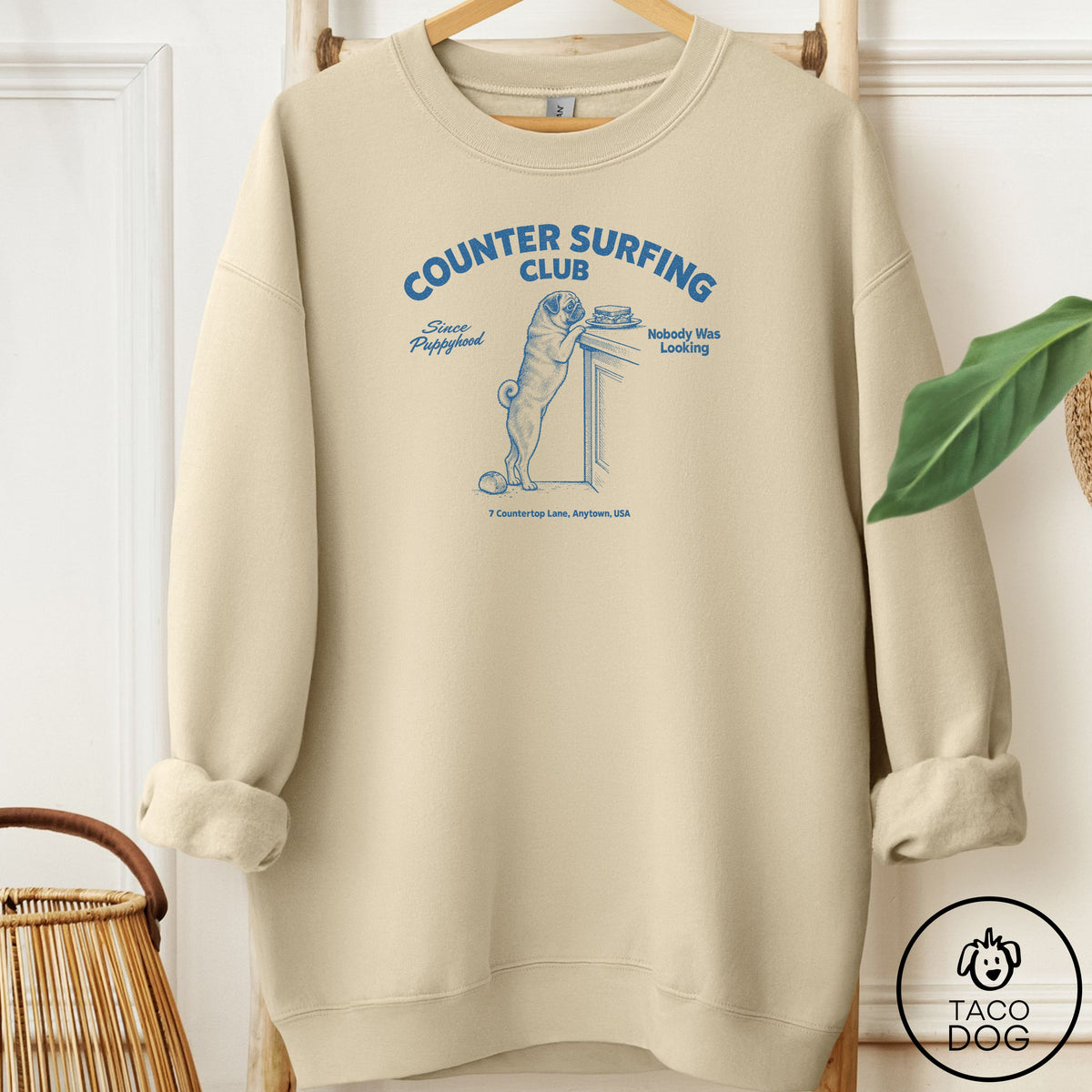 Pug Counter Surfing Club Sweatshirt Sand Taco-Dog