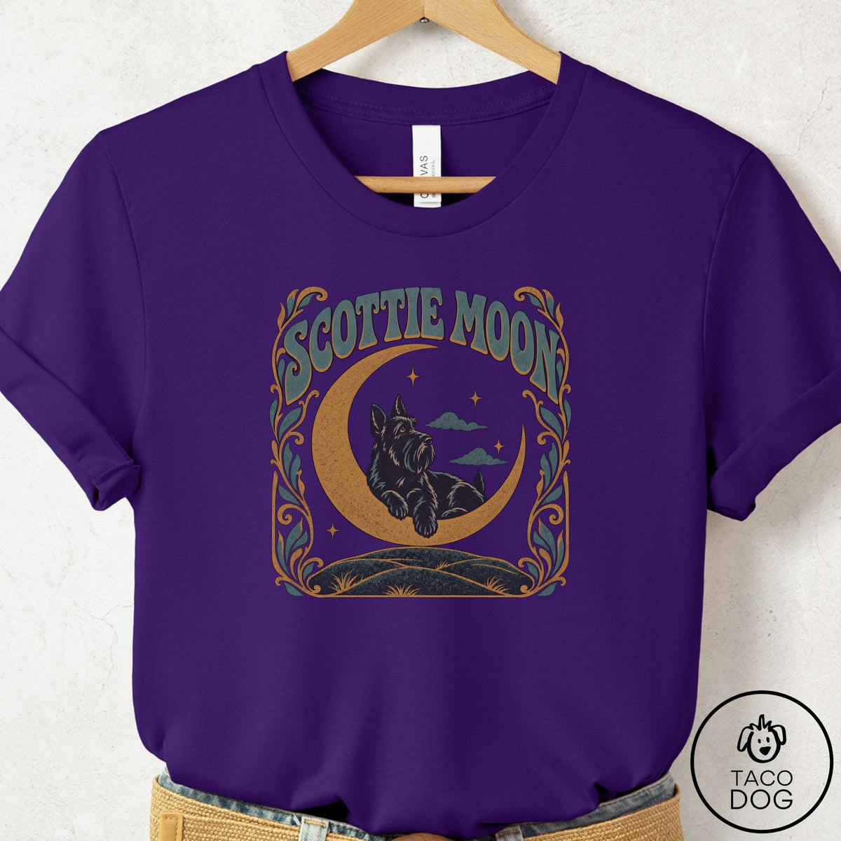 Scottie Crescent Moon T-Shirt Team Purple Taco-Dog